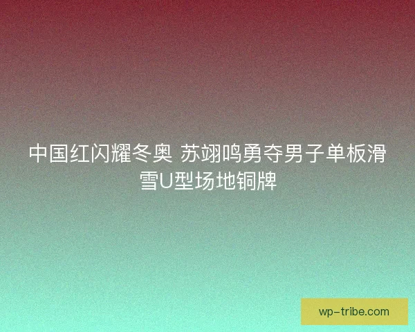 中国红闪耀冬奥 苏翊鸣勇夺男子单板滑雪U型场地铜牌