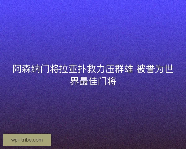 阿森纳门将拉亚扑救力压群雄 被誉为世界最佳门将